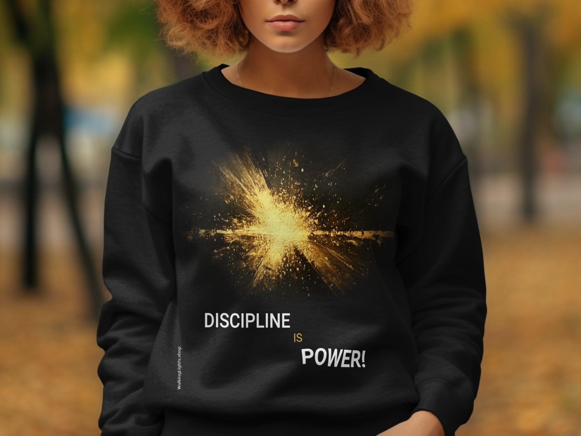 From Walking Light's Motivational Collection - Discipline Is Power T-shirt and Sweatshirt. - Walking Lights