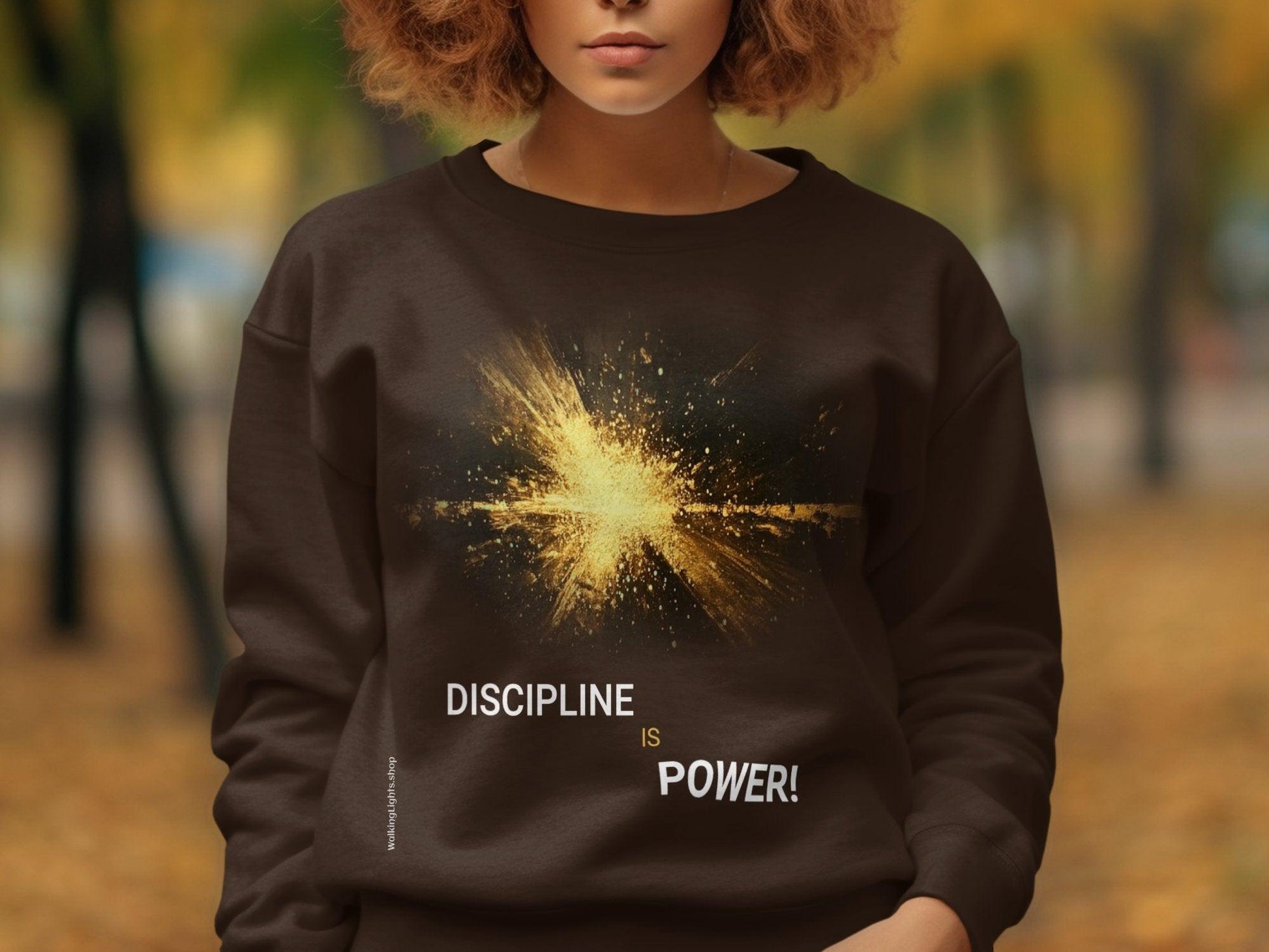 From Walking Light's Motivational Collection - Discipline Is Power T-shirt and Sweatshirt. - Walking Lights